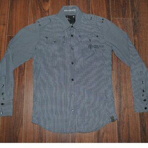 G Star Button Up Prime Check Long Sleeve Plaid Shirt Small Cotton Chest 34"